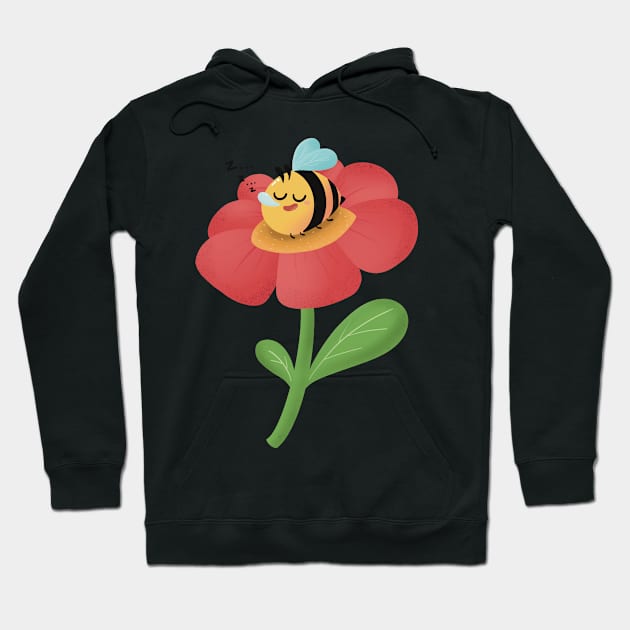 Sleepy bee on flower Hoodie by PhoYoSelf88